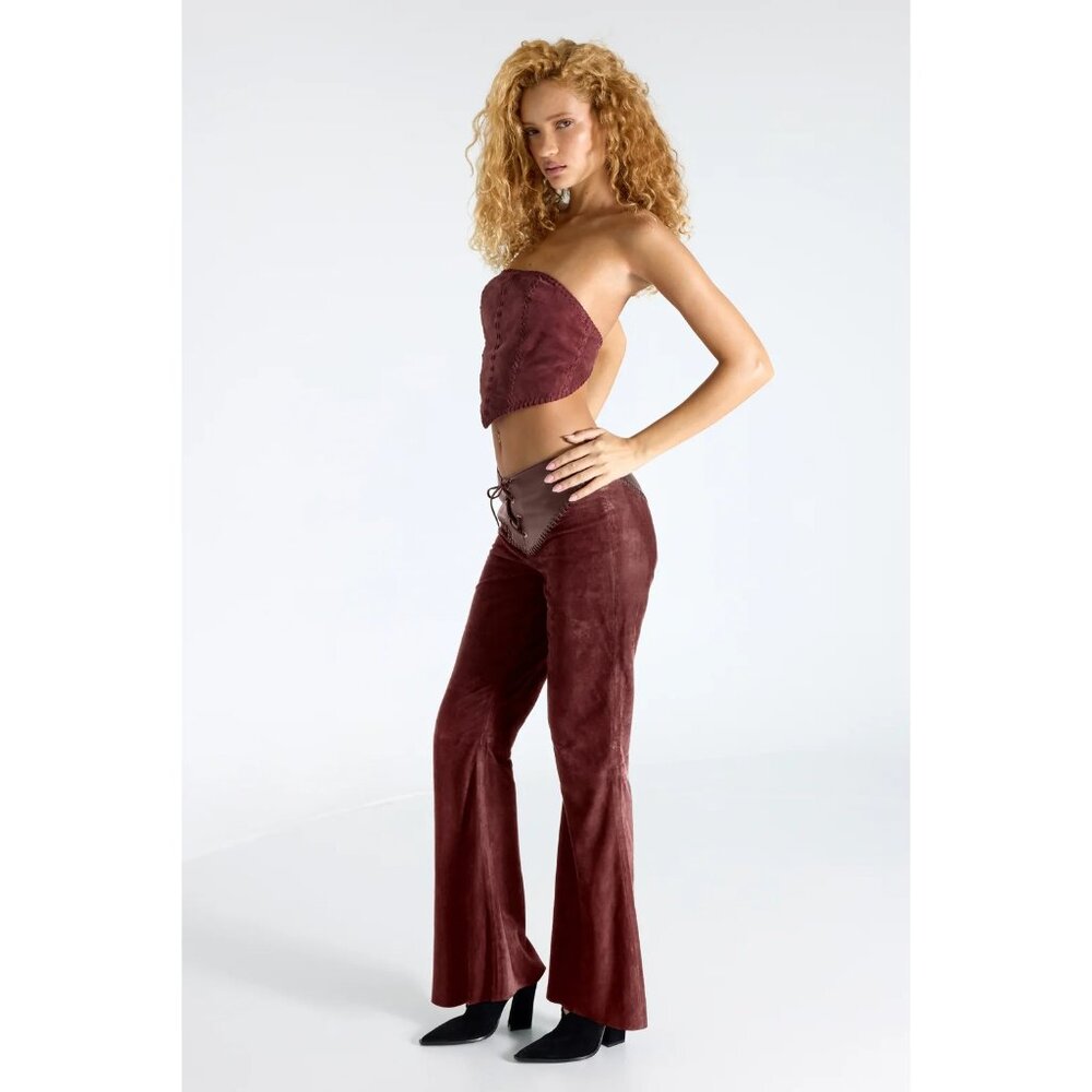 Understated Leather Sonny Suede Pants in Chocolate Small New Womens Leather - Picture 13 of 15